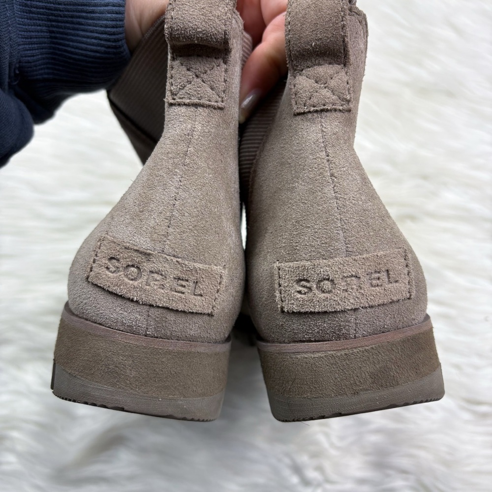 Sorel Harlow Chelsea Boot Waterproof Suede Leather Taupe Tan Ankle Size 7 Womens - Picture 5 of 7